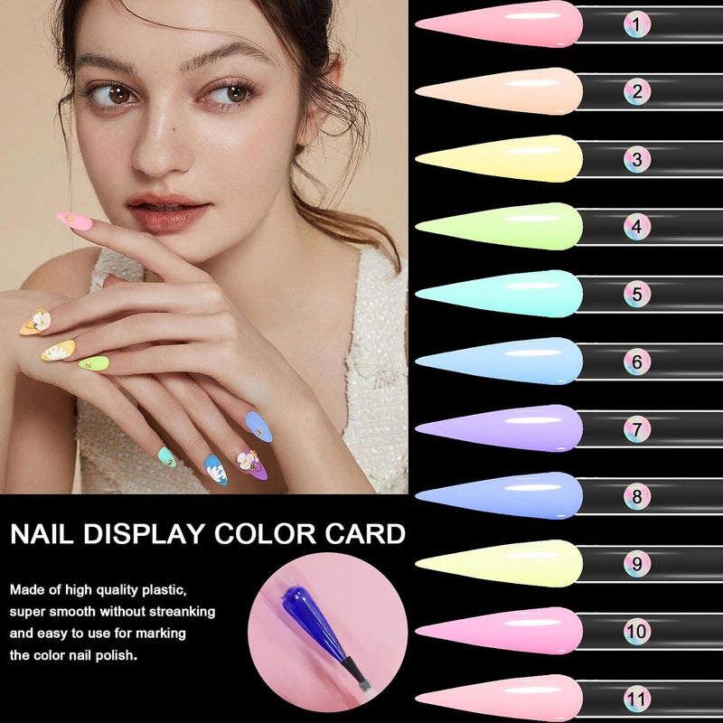 Allstarry 200 Pcs Clear & Natural Nail Swatch Sticks with Ring and Numbered Tips Pointed Shaped Nail Art Polish Display Tips, False Nail Sample Sticks, Sacks of Transparent Nail Practice for Manicure - Image 3